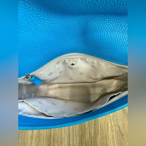 Kate Spade Run Around Large Flap Crossbody Blue Tidepool Leather EUC - Picture 10 of 10